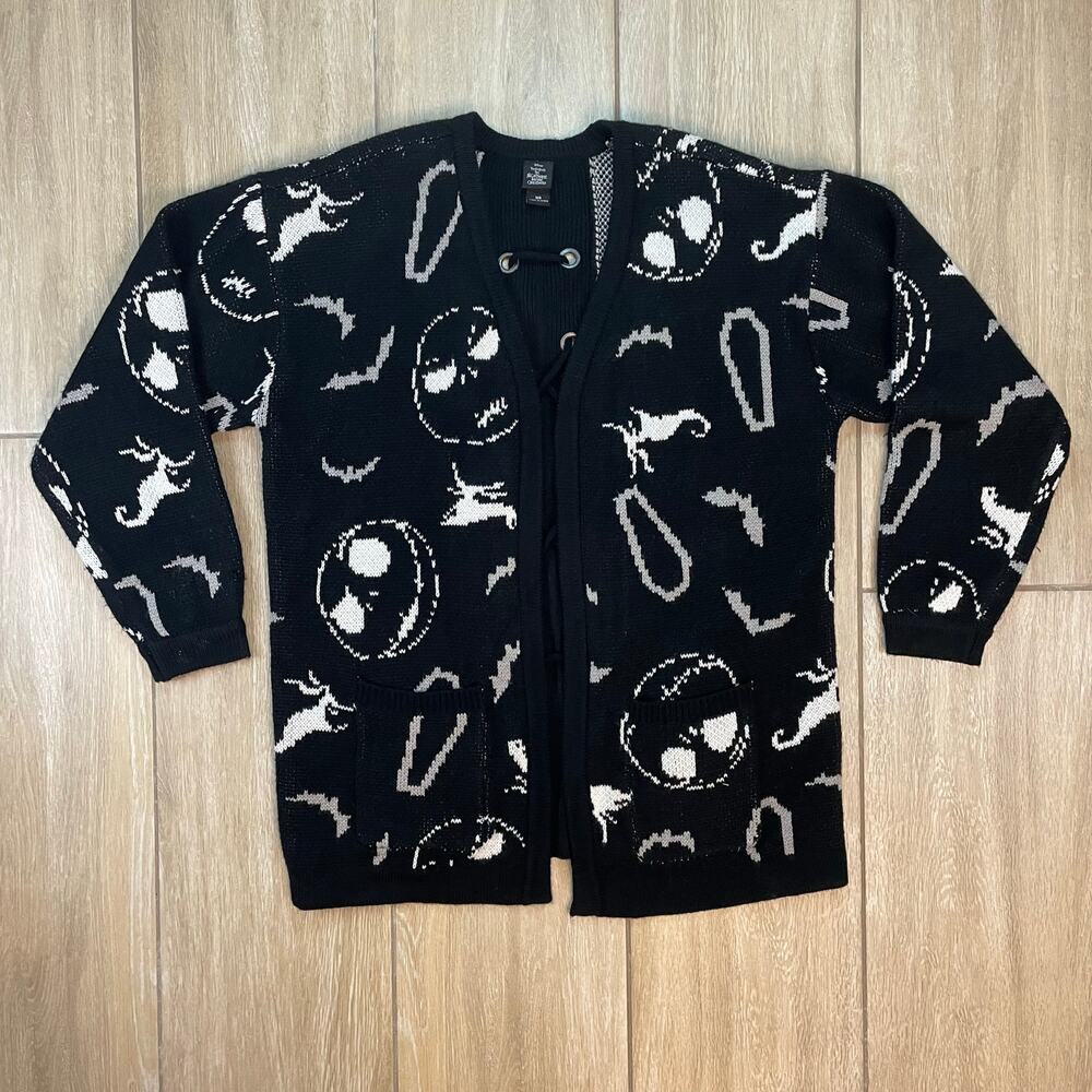 Nightmare Before Christmas Cardigan Womens M Jack Skellington Halloween Sweater